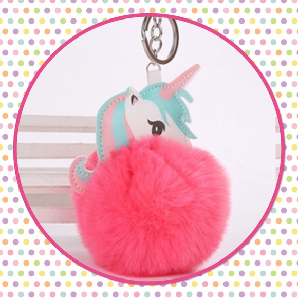 🦄NEW🦄4/$15🦄Unicorn Pom Pom Key Chain/Backpack🦄 - Picture 2 of 3